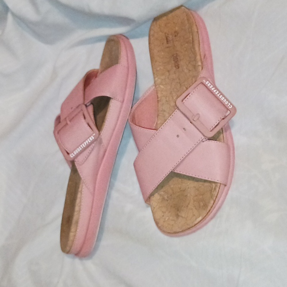 Clarks Pink Cork Insoles Slide Sandals